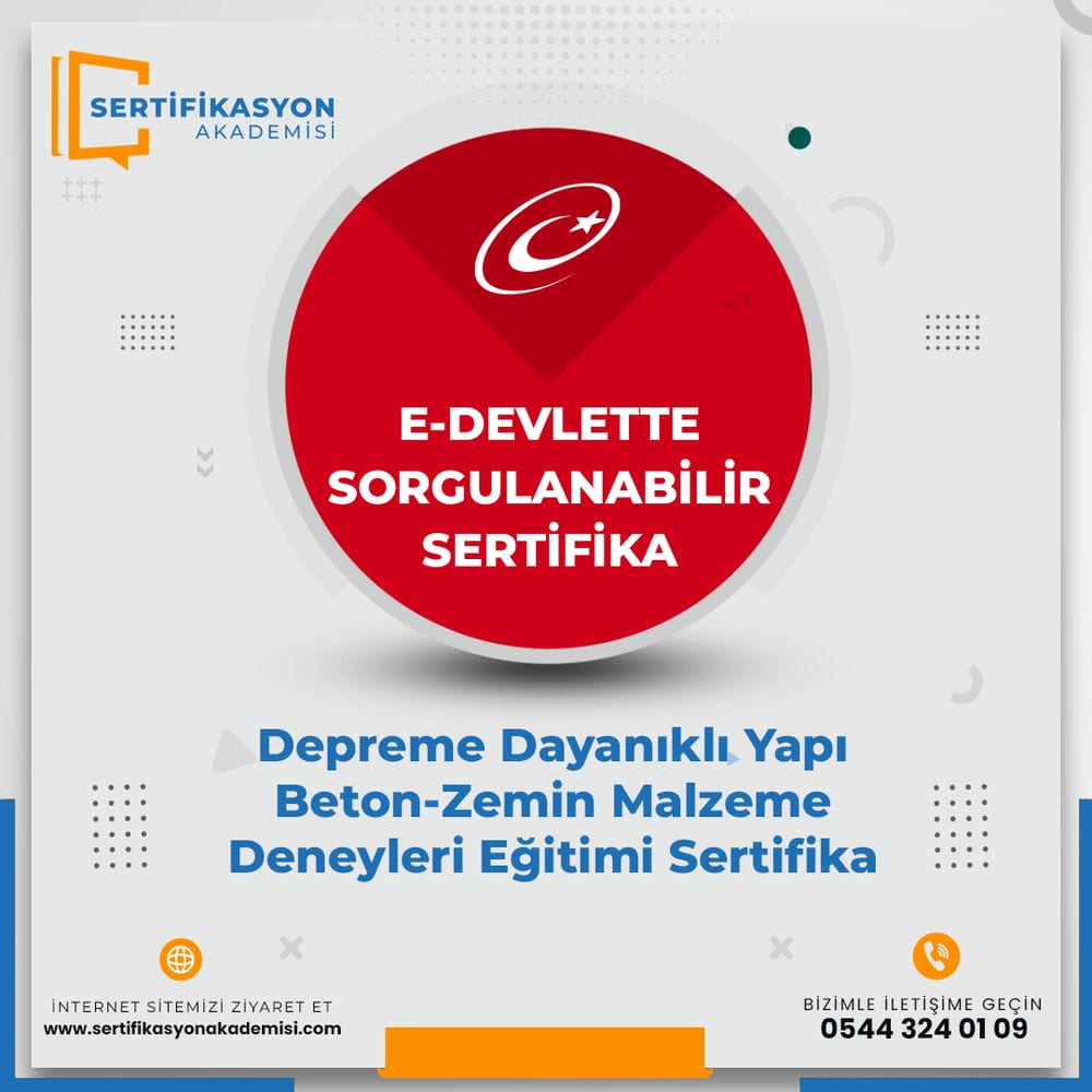 Depreme Dayanıklı Yapı Beton-Zemin Malzeme Deneyleri Eğitimi Sertifika Kursu Depreme Dayanıklı Yapı Beton-Zemin Malzeme Deneyleri Eğitimi Sertifika Kursu